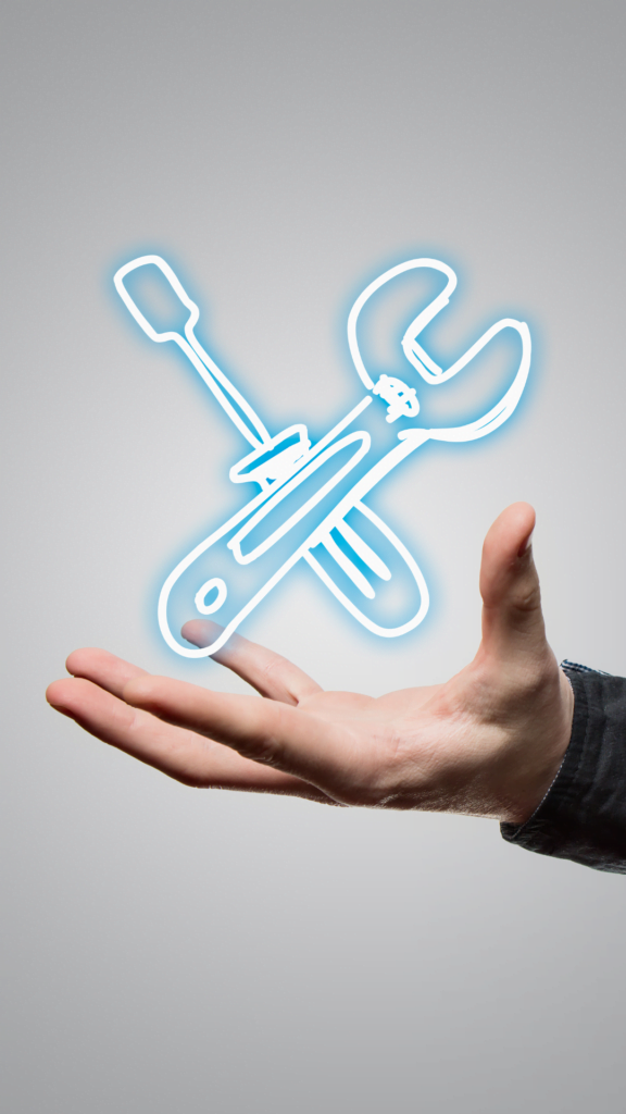 Illustration de l'assistance technique avec une main et un icône